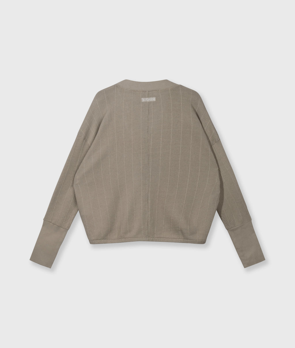 v-neck mesh cardigan | fog