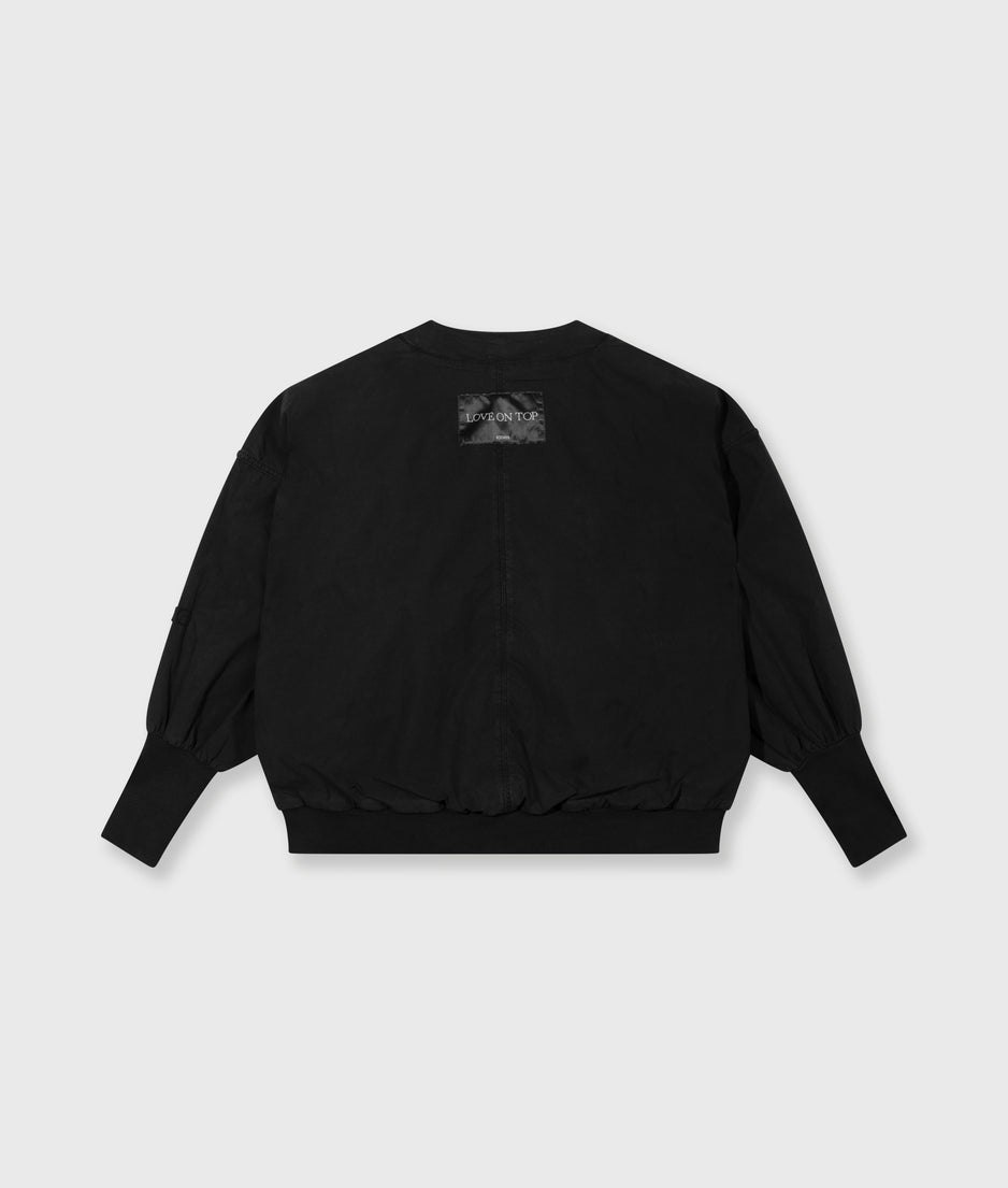 poplin bomber | black