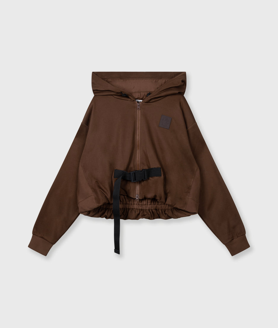 belted zip hoodie | dark truffle