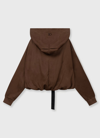 belted zip hoodie | dark truffle