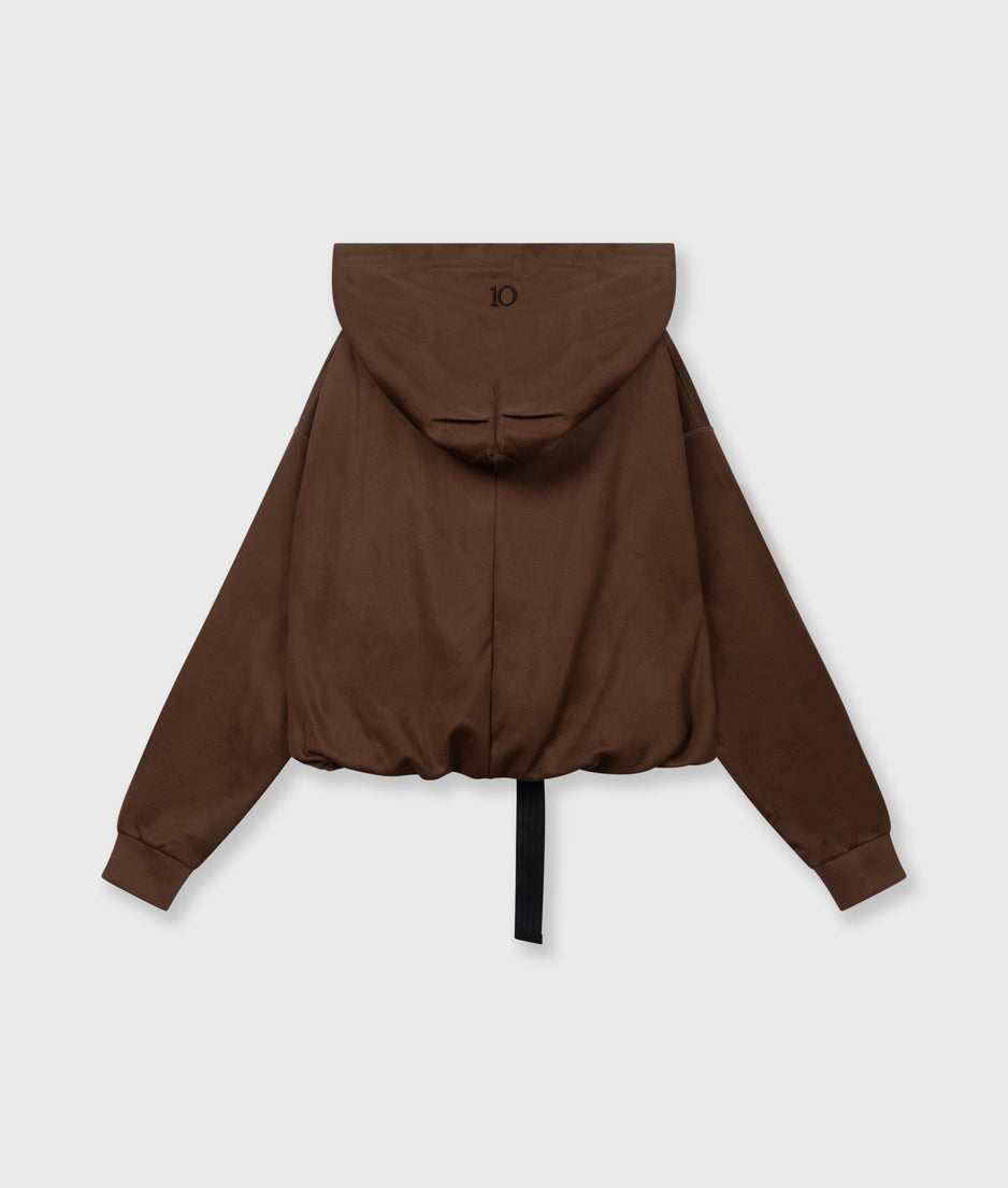 belted zip hoodie | dark truffle