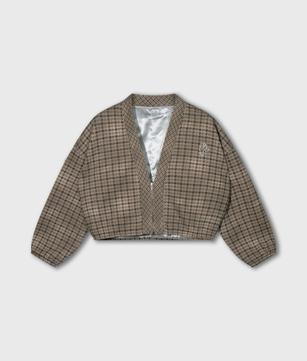 check cardigan | champagne