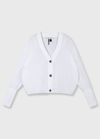 v-neck cardigan mesh | white