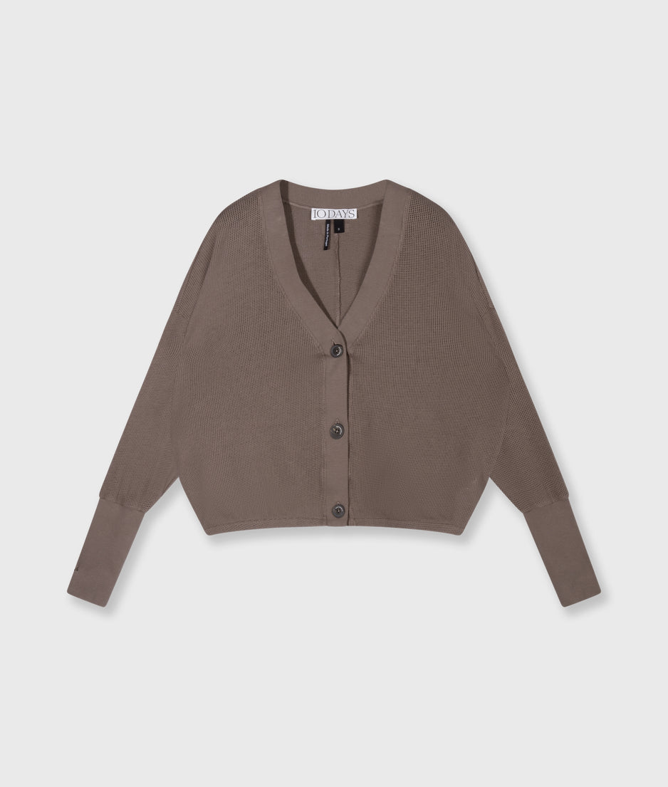 v-neck cardigan mesh | moonrock