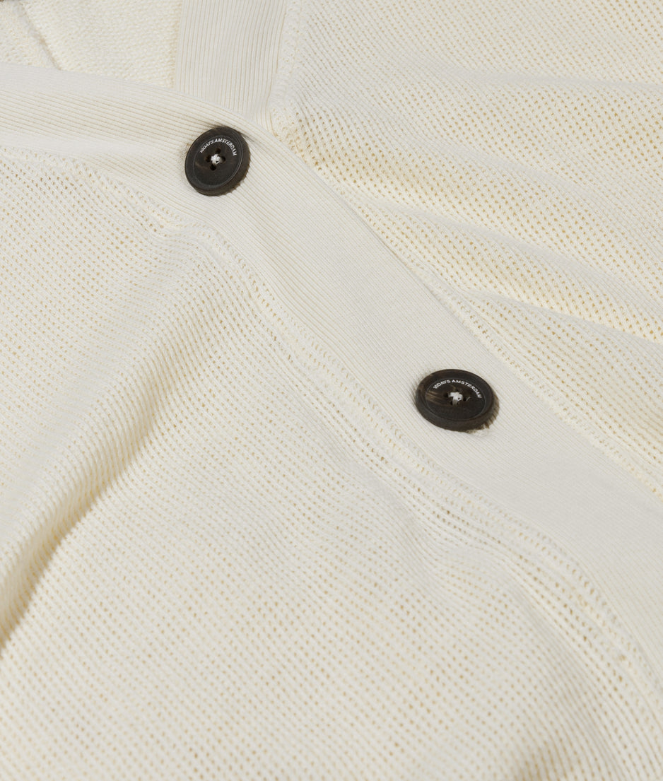 v-neck cardigan mesh | soft vanilla