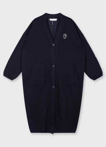 long baseball cardigan | black
