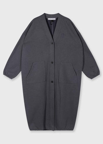 long baseball cardigan | steel blue