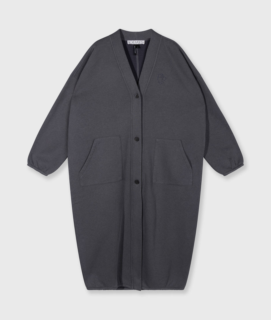 long baseball cardigan | steel blue