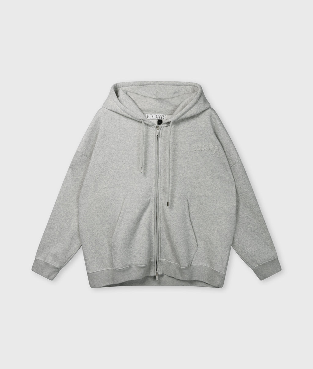 zip cardigan | light grey melee
