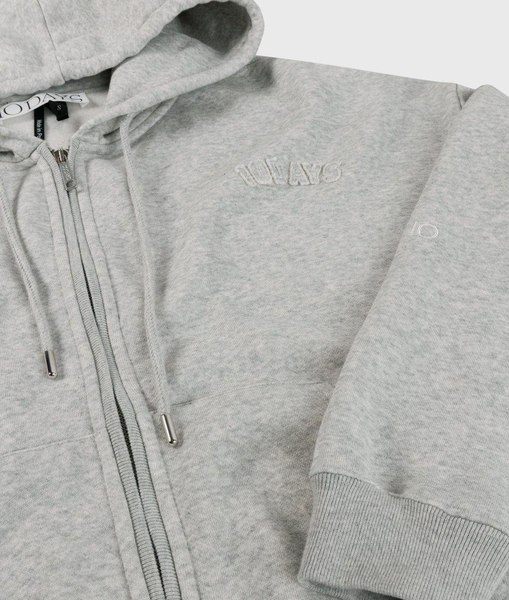 zip cardigan | light grey melee