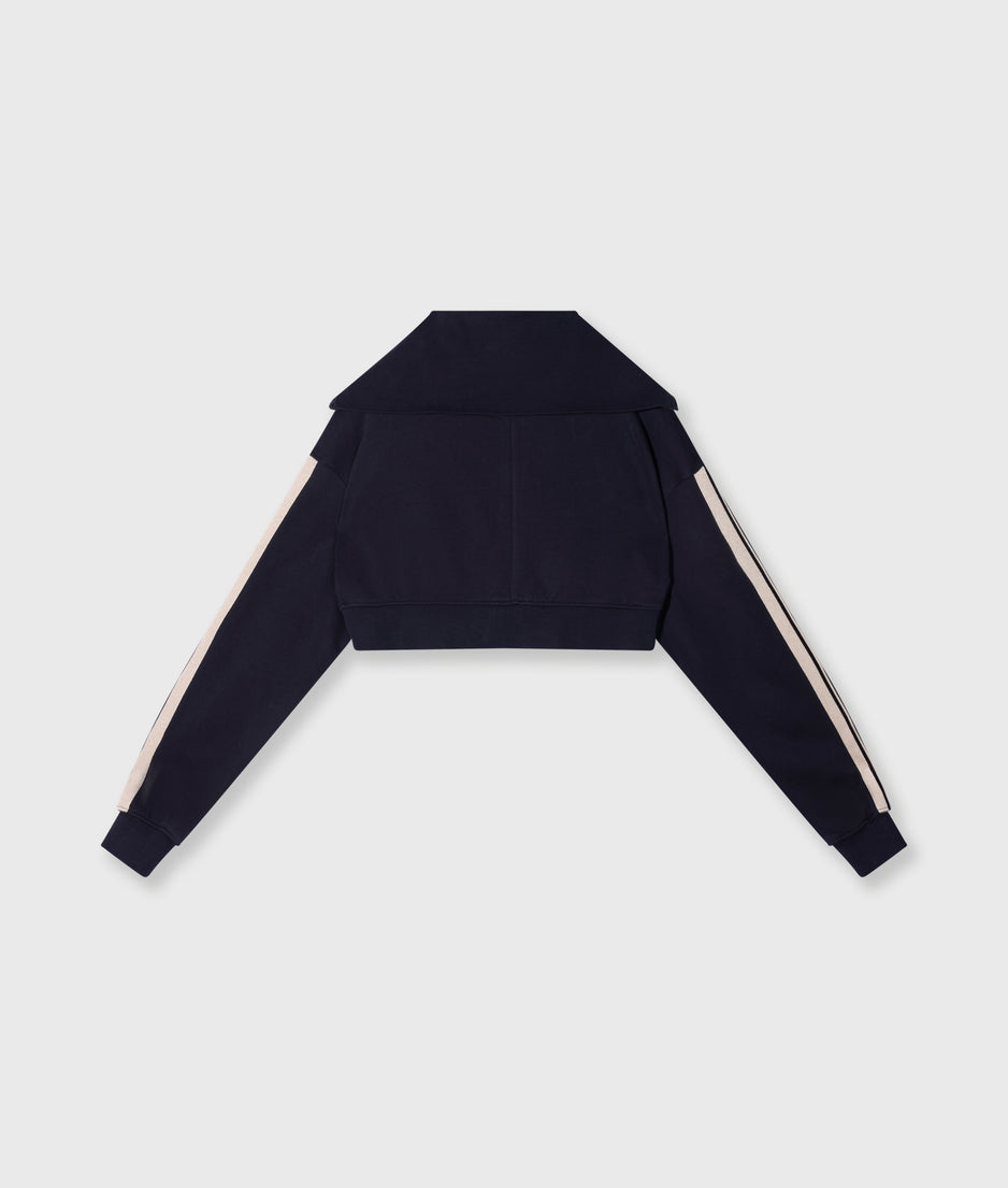cropped zip cardigan fleece | dark navy