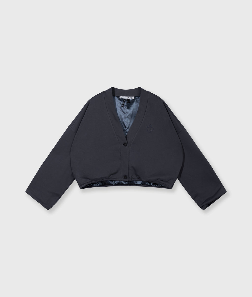 reversible cardigan fleece | steel blue