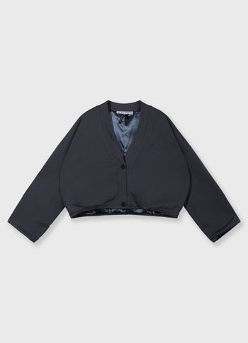 reversible cardigan fleece | steel blue