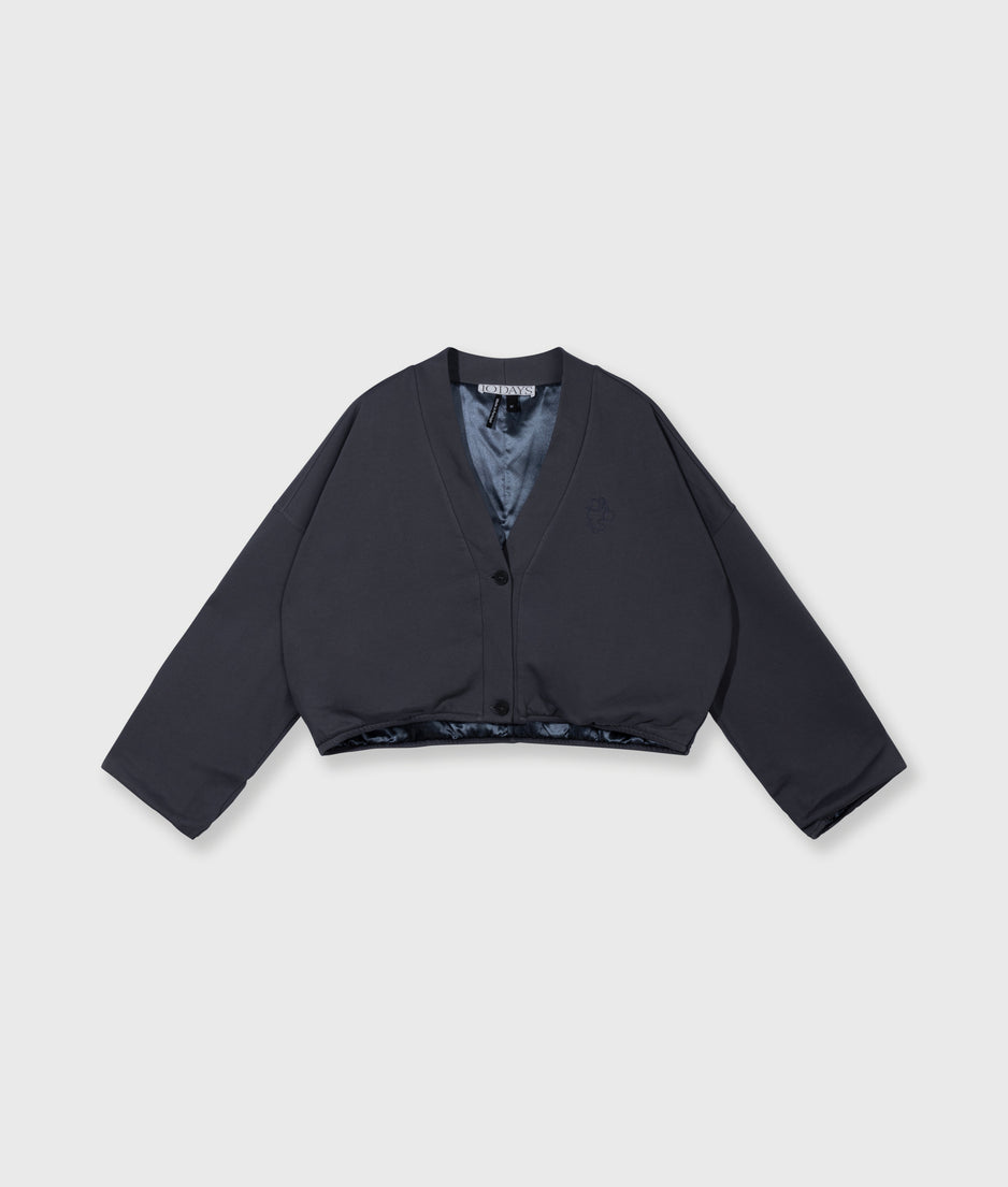 reversible cardigan fleece | steel blue