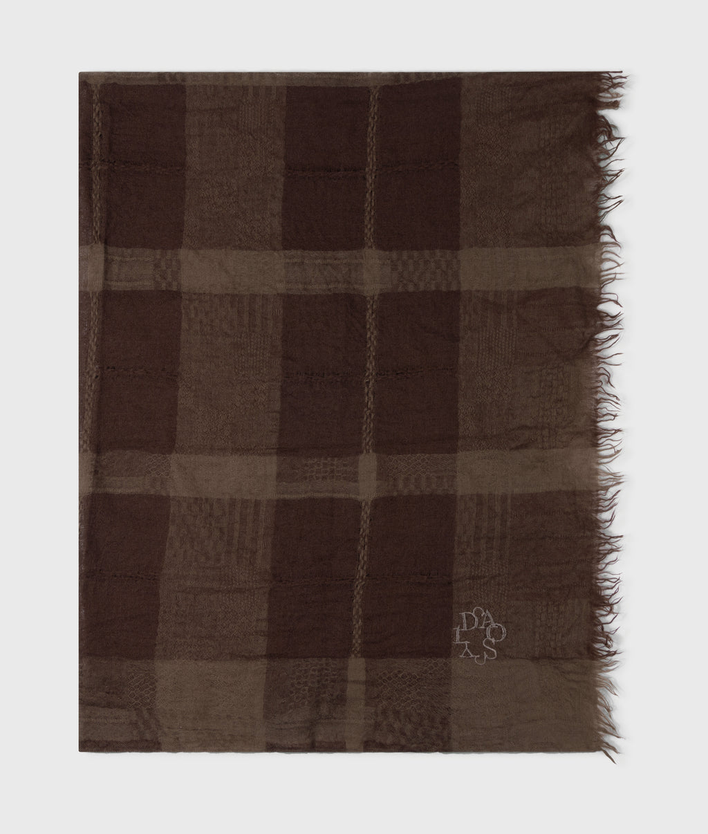 vierkante wollen sjaal | brown