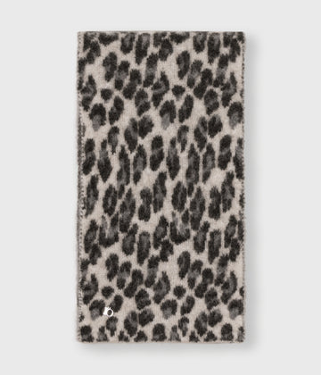 knit scarf leopard | soft white melee