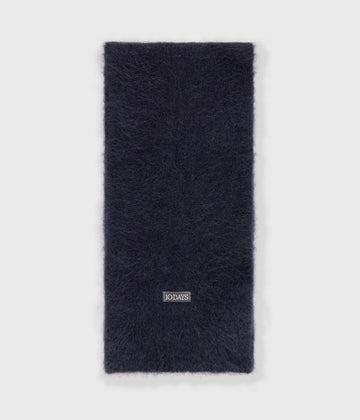 soft hairy knit scarf | dark navy