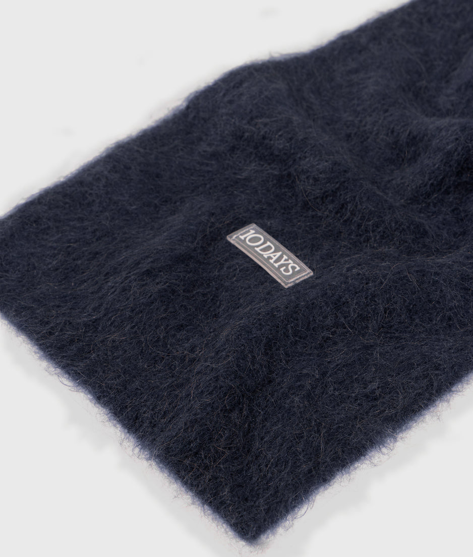 soft hairy knit scarf | dark navy