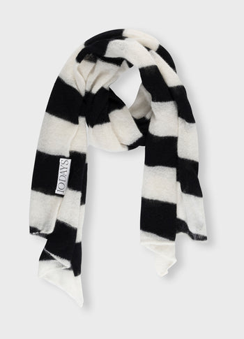 scarf knit stripe | ecru/black