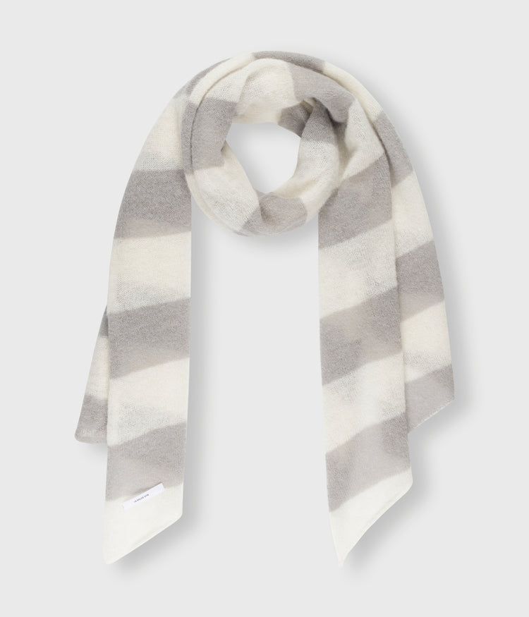 scarf knit stripe | ecru/cloudy