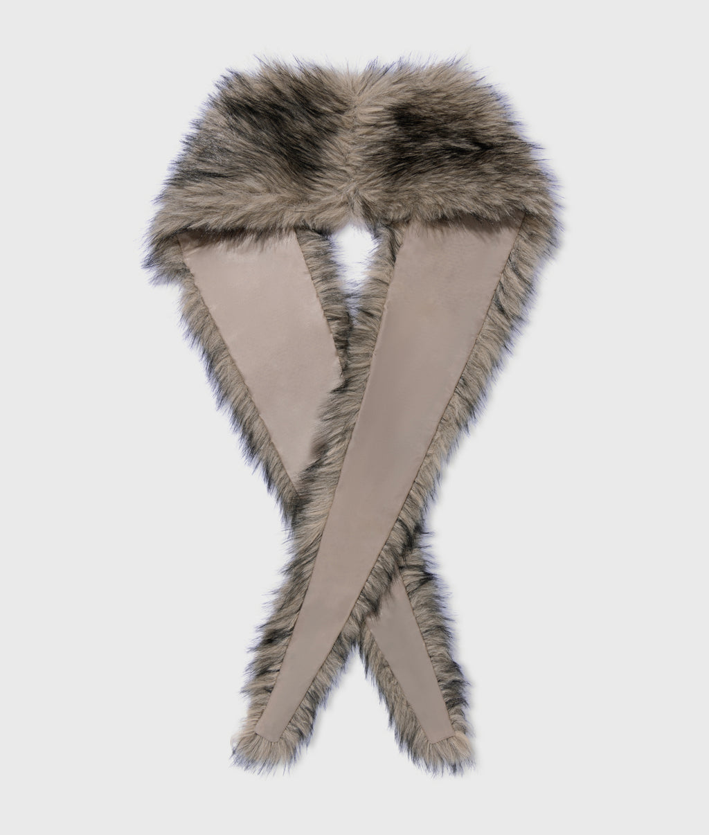two tone fluffy scarf | light natural