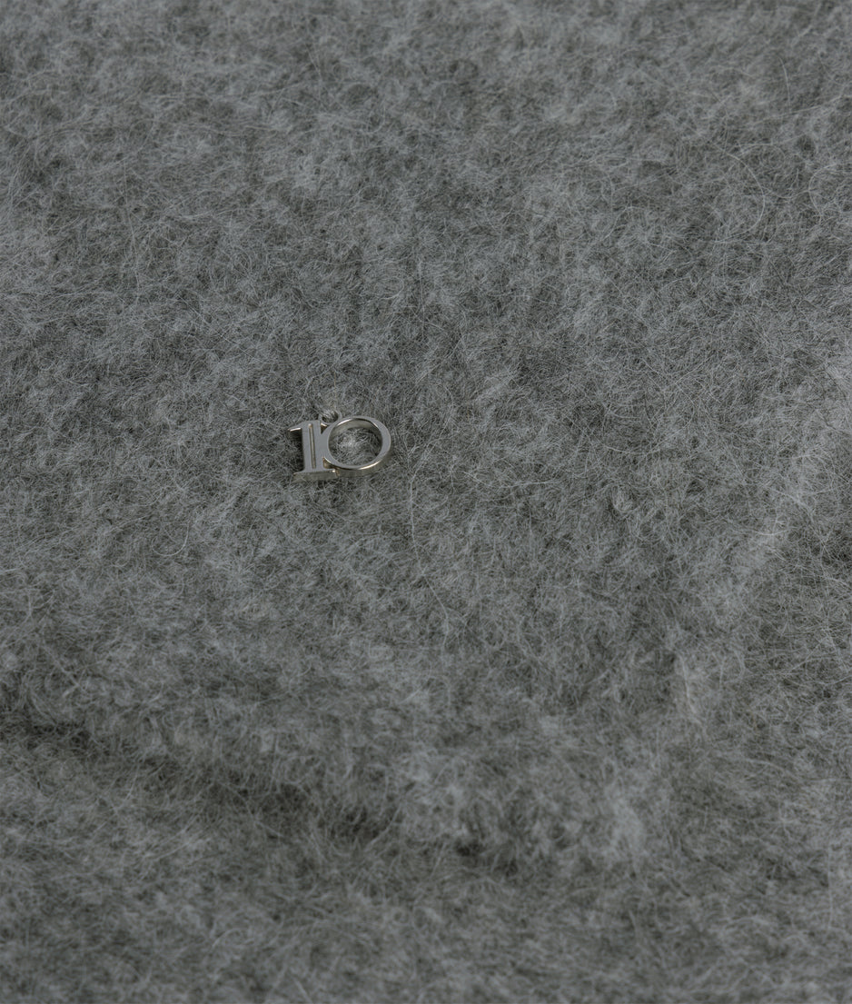 hairy knit scarf | grey melee