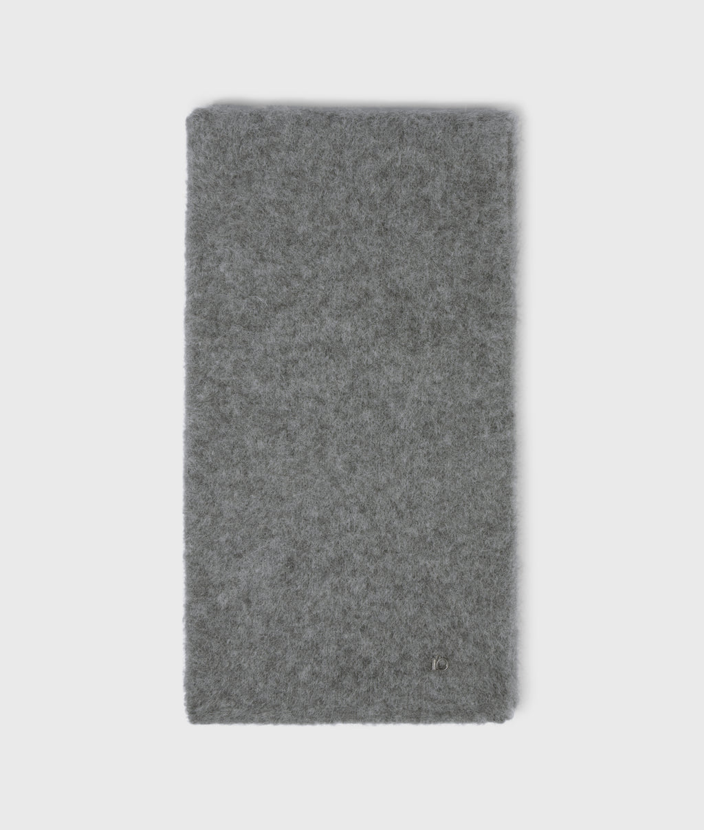 hairy knit scarf | grey melee