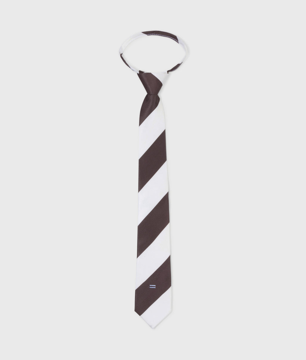 gestreepte stropdas | ecru/brown