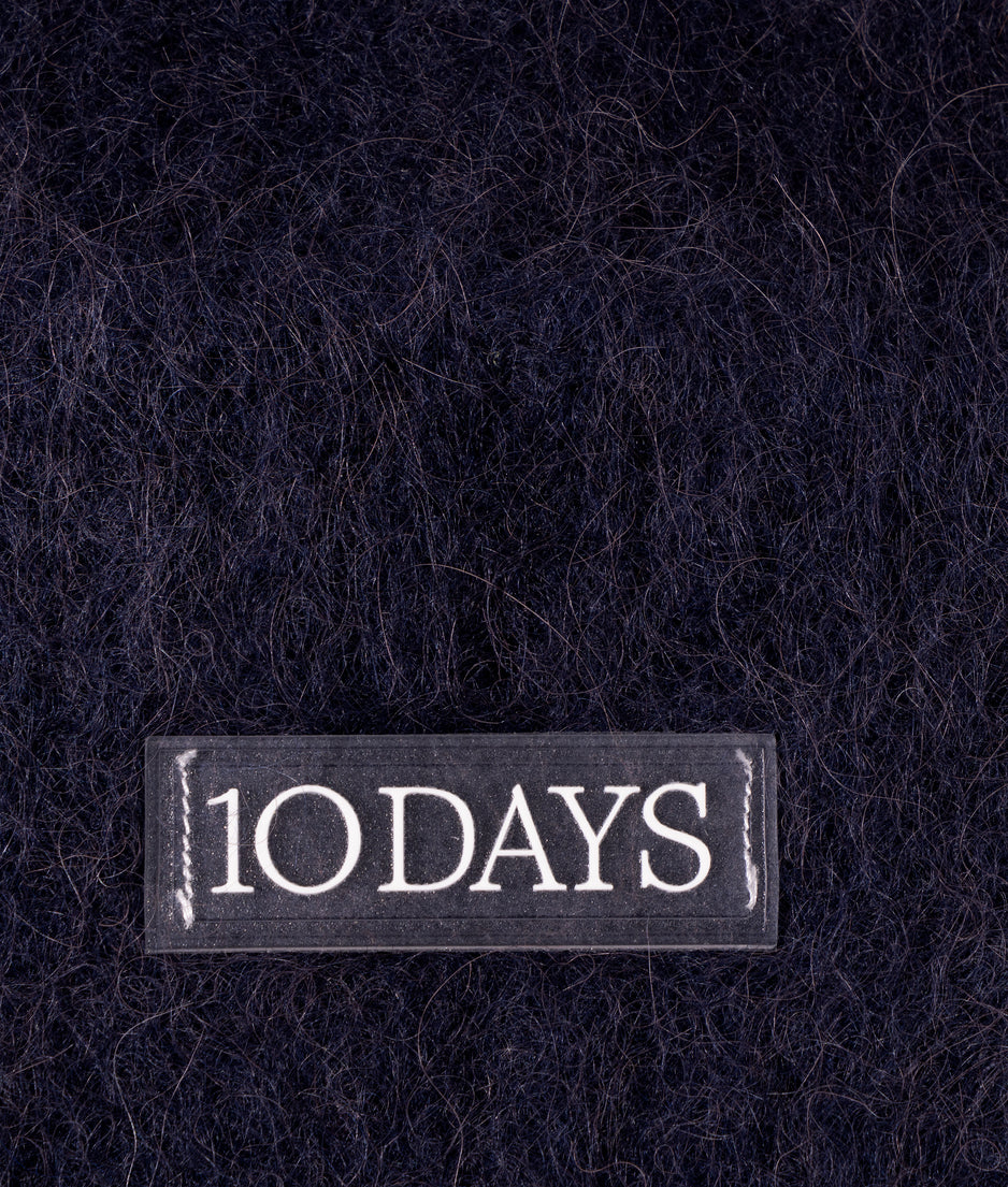 soft hairy knit beanie | dark navy