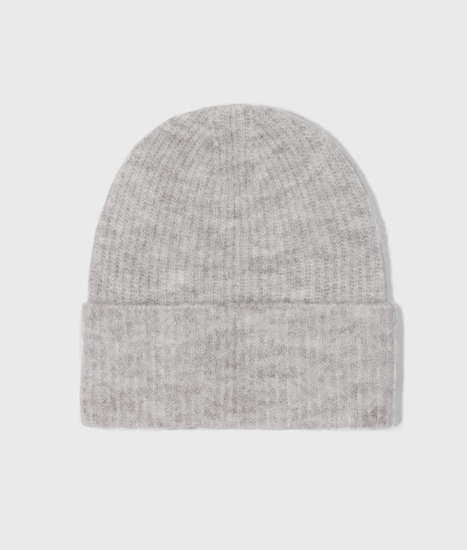soft hairy knit beanie | light grey melee