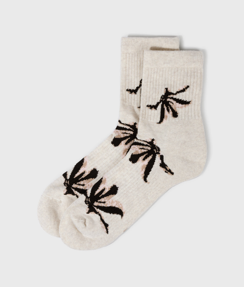 socks all-over flower | soft white melee