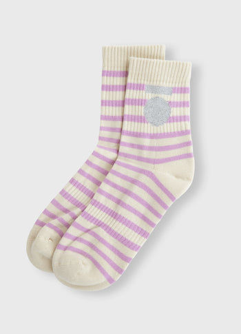 short socks stripes | light safari/violet
