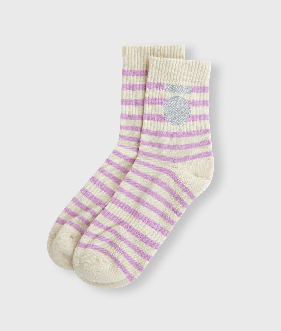 short socks stripes | light safari/violet