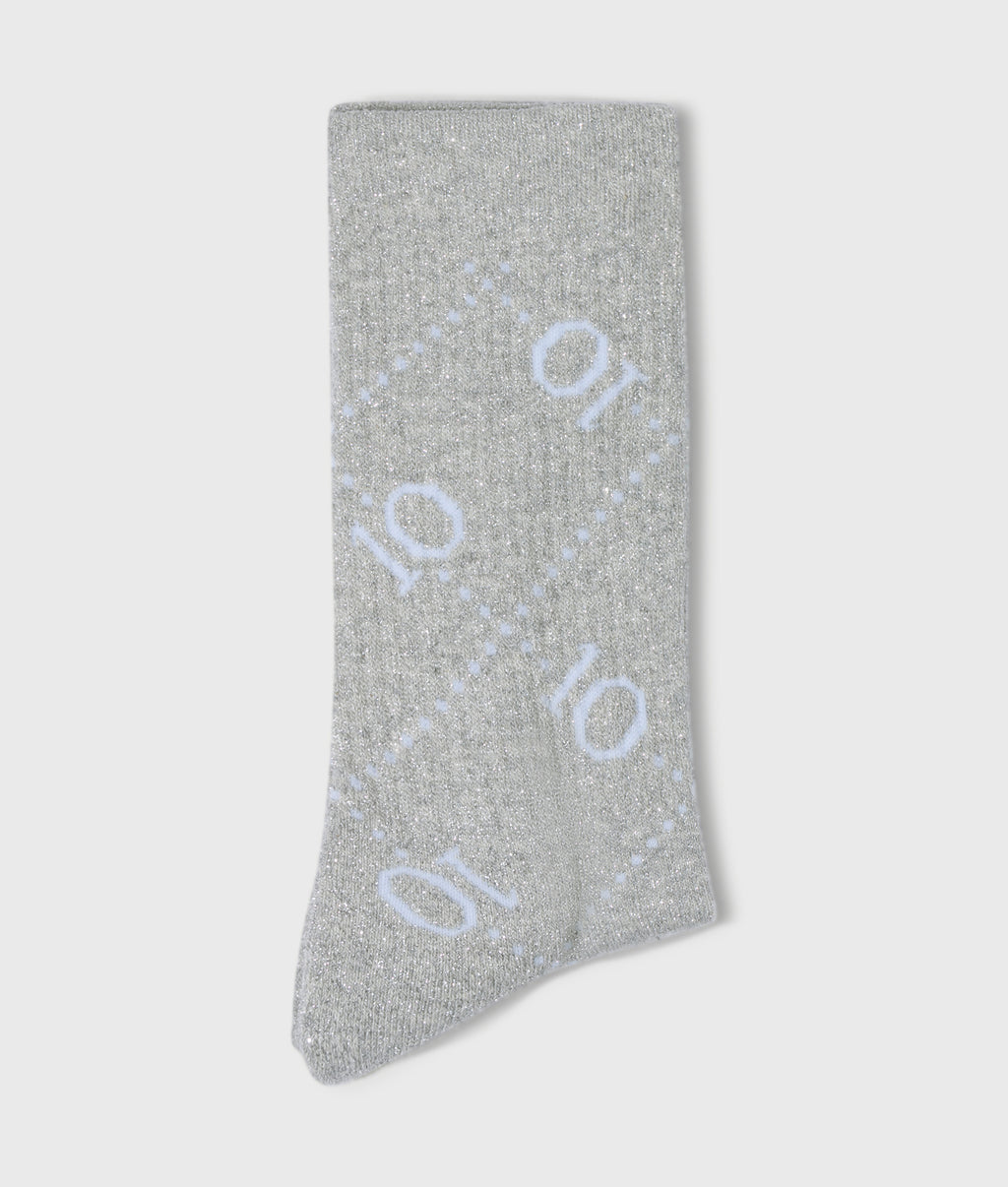 lange sokken met monogram | light grey melee