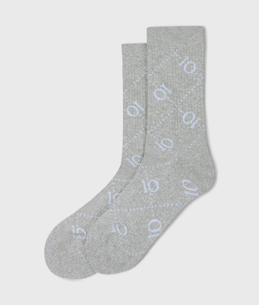 lange sokken met monogram | light grey melee