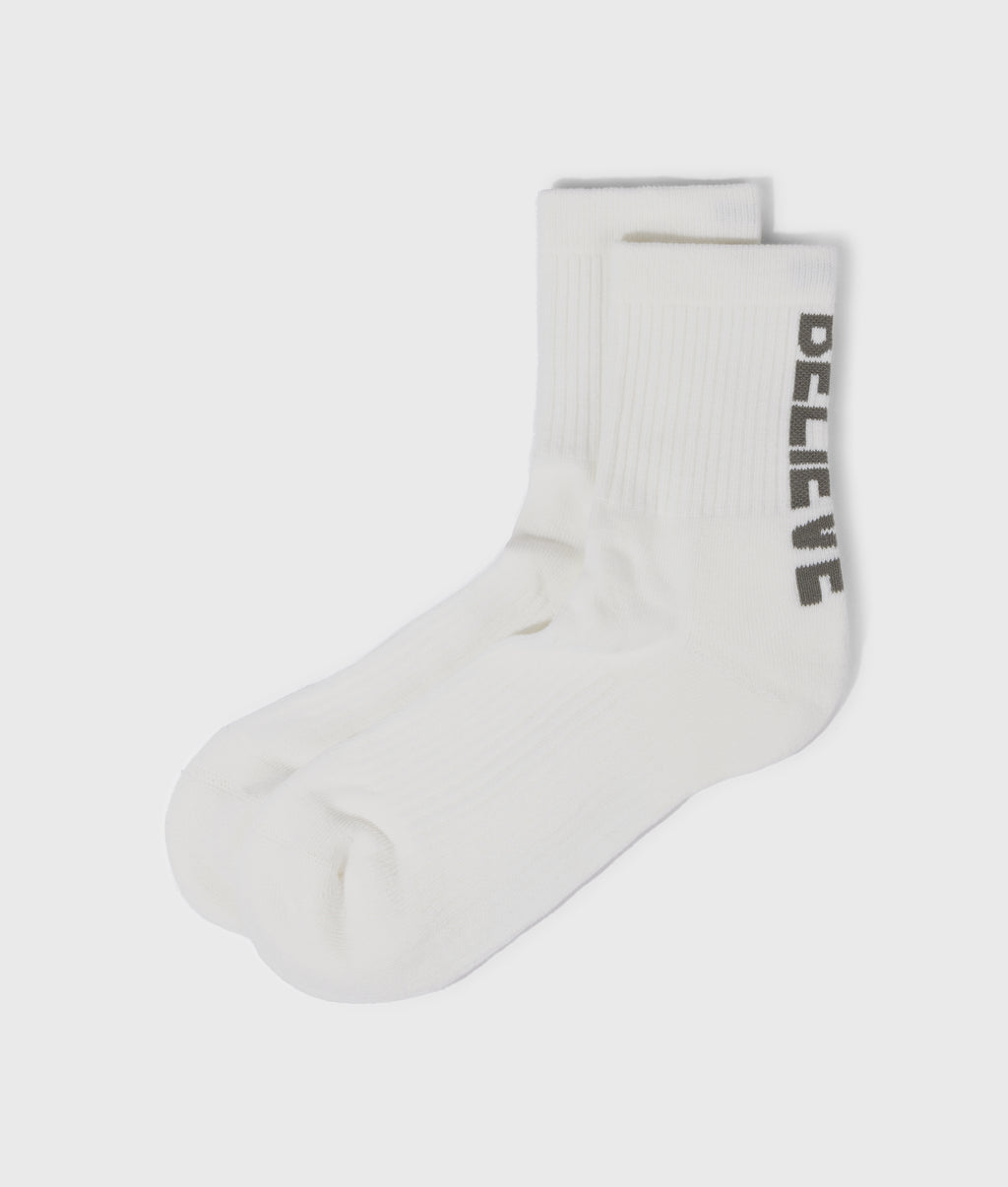 socks believe | ecru