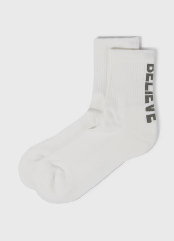 socks believe | ecru