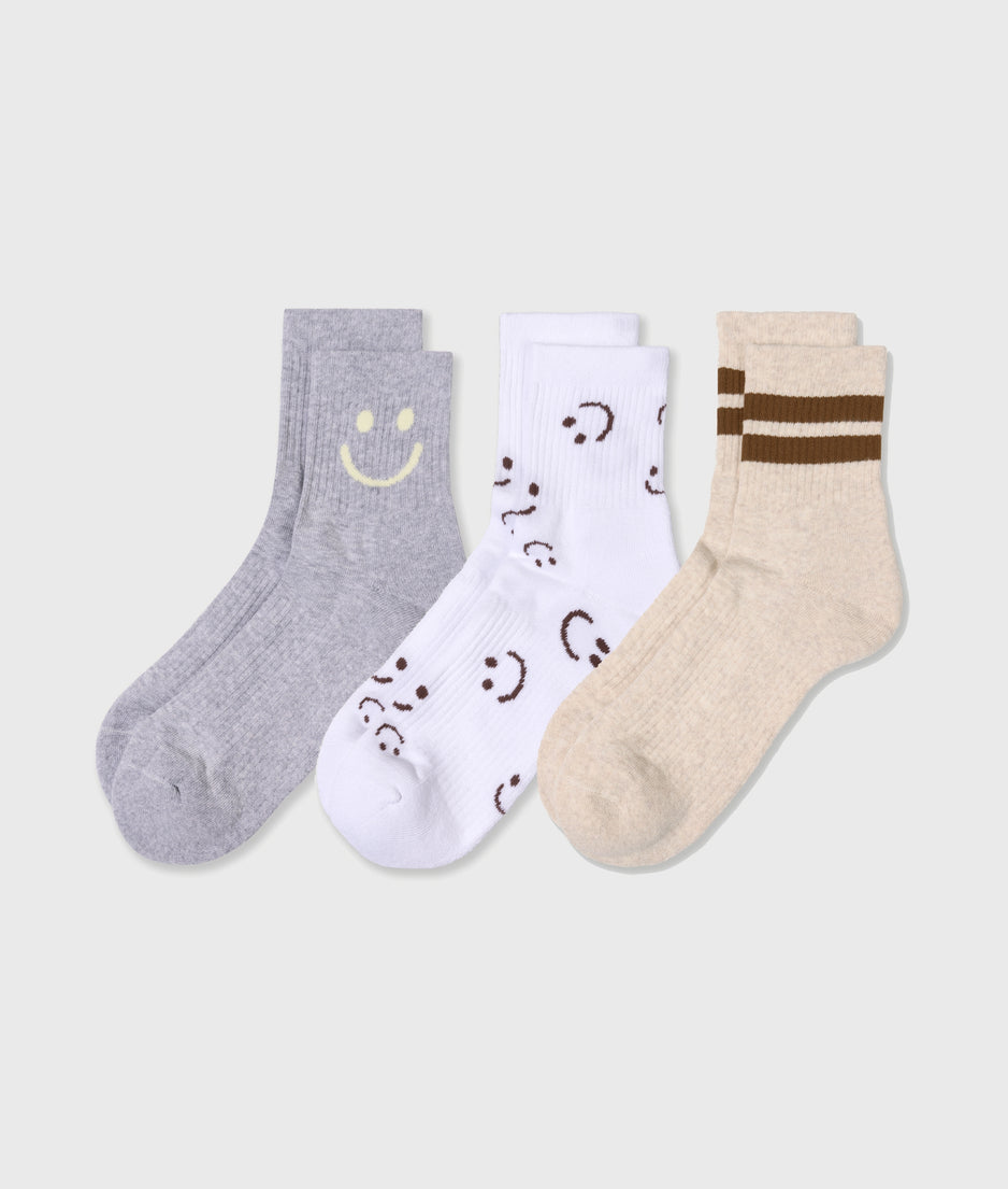 3-pack socks | soft white melee