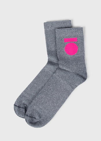 short socks medal lurex | silver