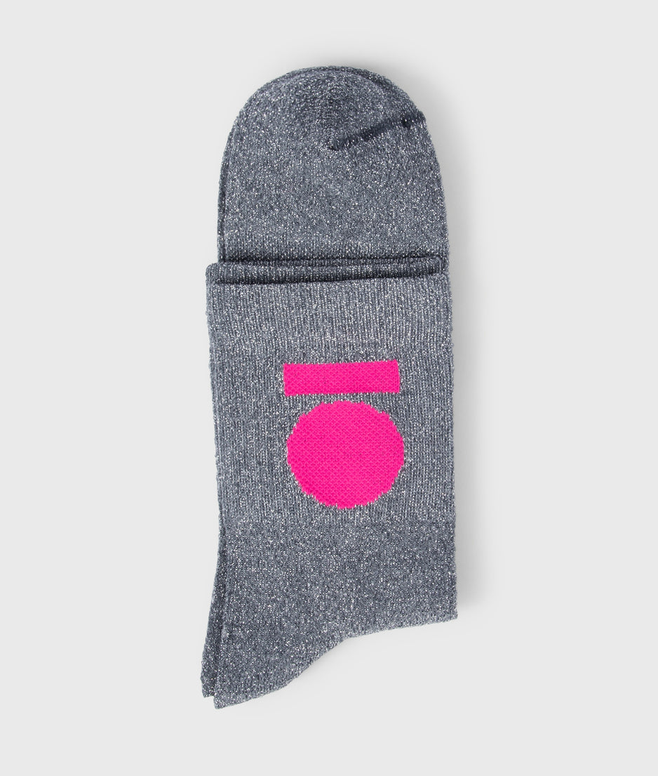short socks medal lurex | silver