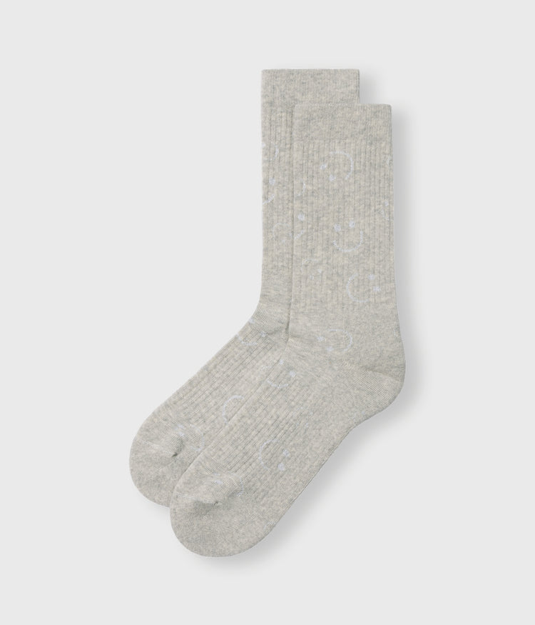socks all-over smile | light grey melee