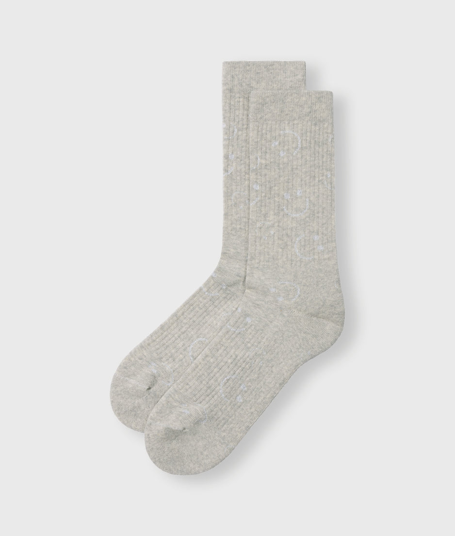 socks all-over smile | light grey melee