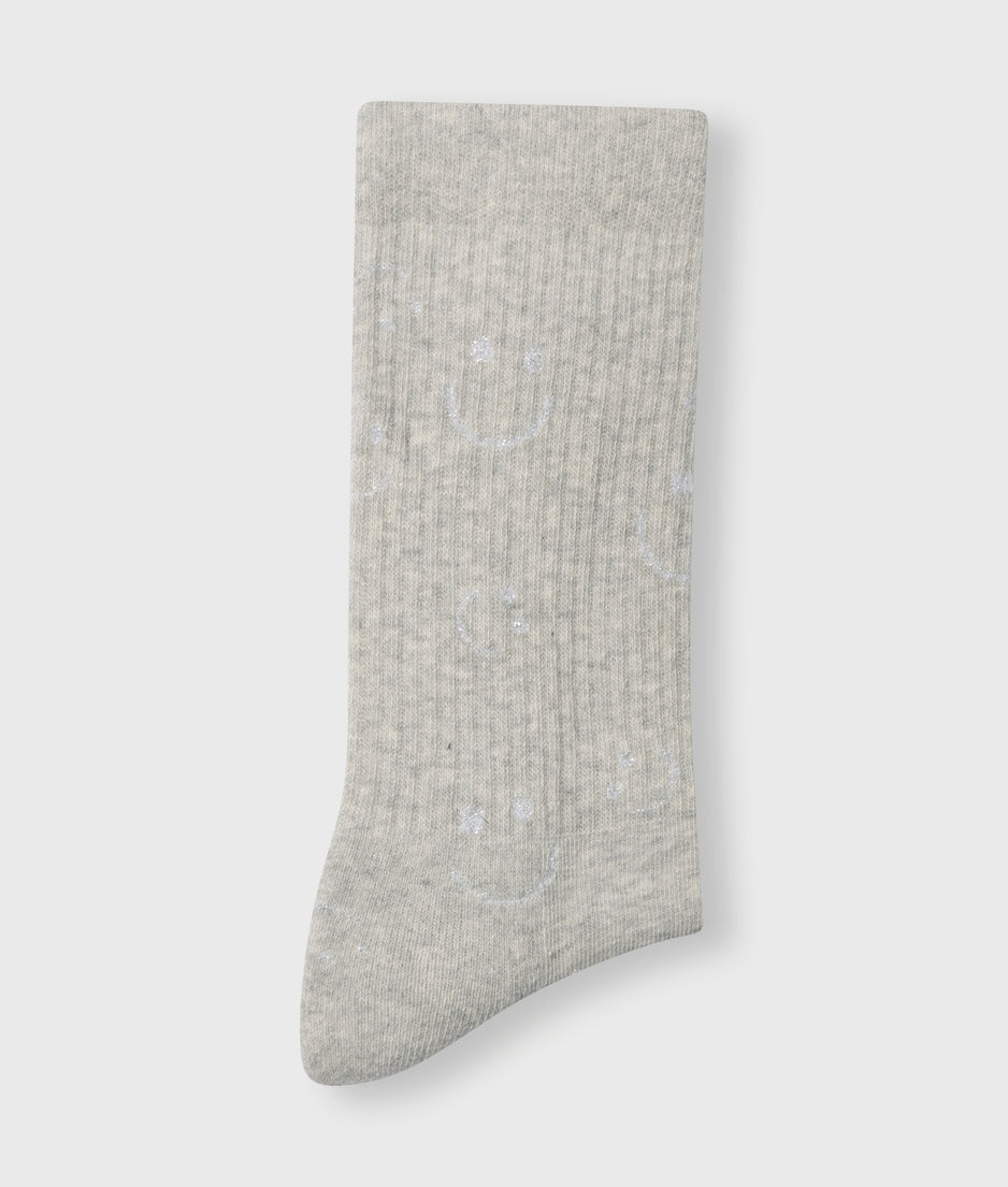 socks all-over smile | light grey melee