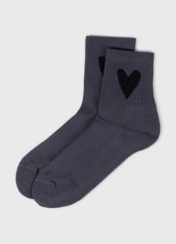 socks heart | steel blue