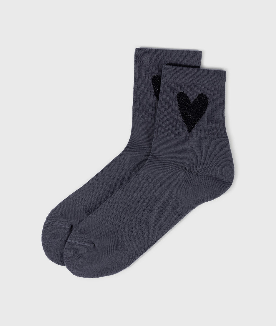 socks heart | steel blue