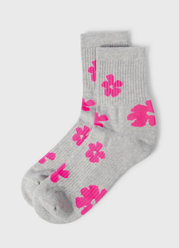 short socks flower | light grey melee