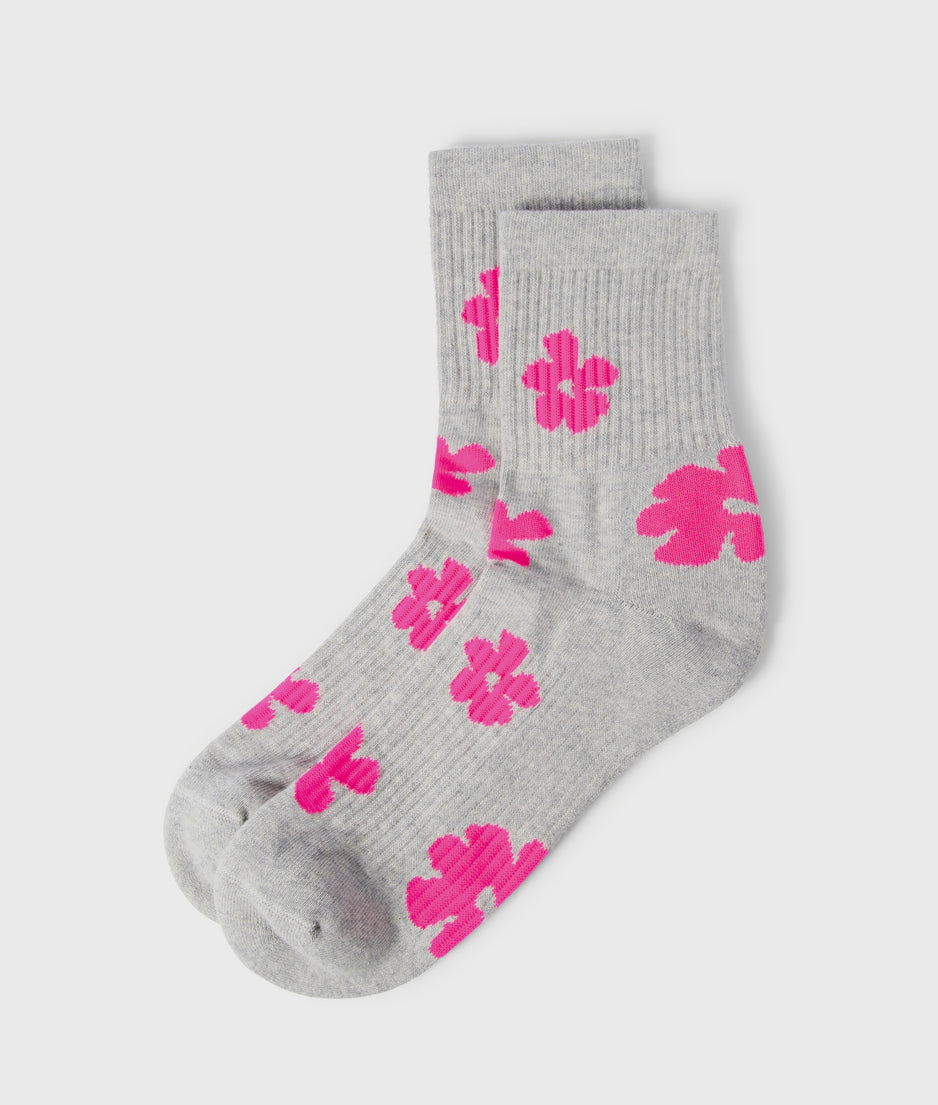 short socks flower | light grey melee
