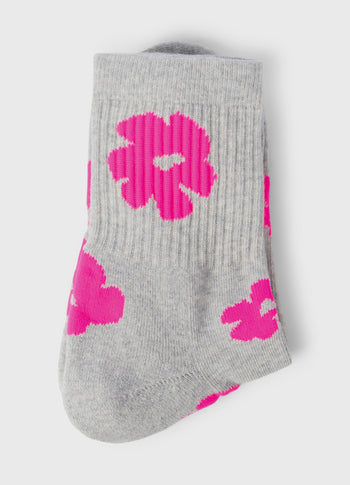 short socks flower | light grey melee