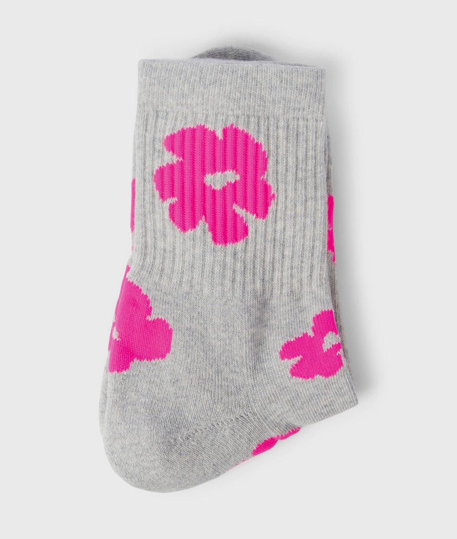 short socks flower | light grey melee