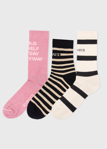 3-pack socks | bright pink
